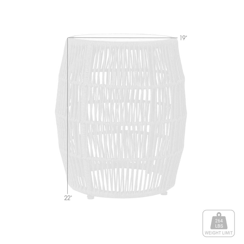 Armen Living - Emory Indoor Outdoor Garden Stool End Table in Grey Rope and Grey Stone - 840254335998 veiw 6