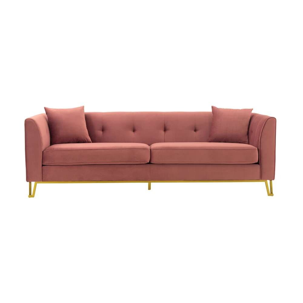 Armen Living - Everest 90in Blush Fabric Upholstered Sofa with Brushed Gold Legs - LCEV3BLUSH veiw 1