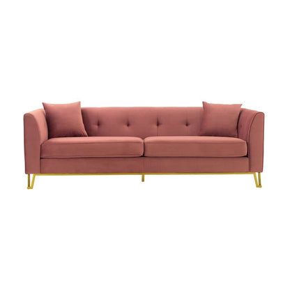 Armen Living - Everest 90in Blush Fabric Upholstered Sofa with Brushed Gold Legs - LCEV3BLUSH veiw 1