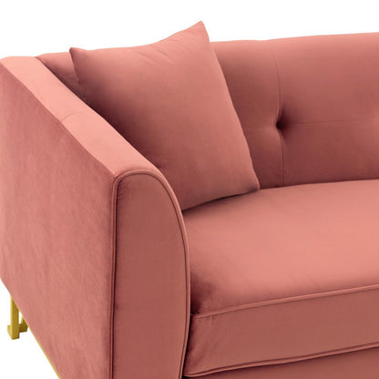 Armen Living - Everest 90in Blush Fabric Upholstered Sofa with Brushed Gold Legs - LCEV3BLUSH veiw 2