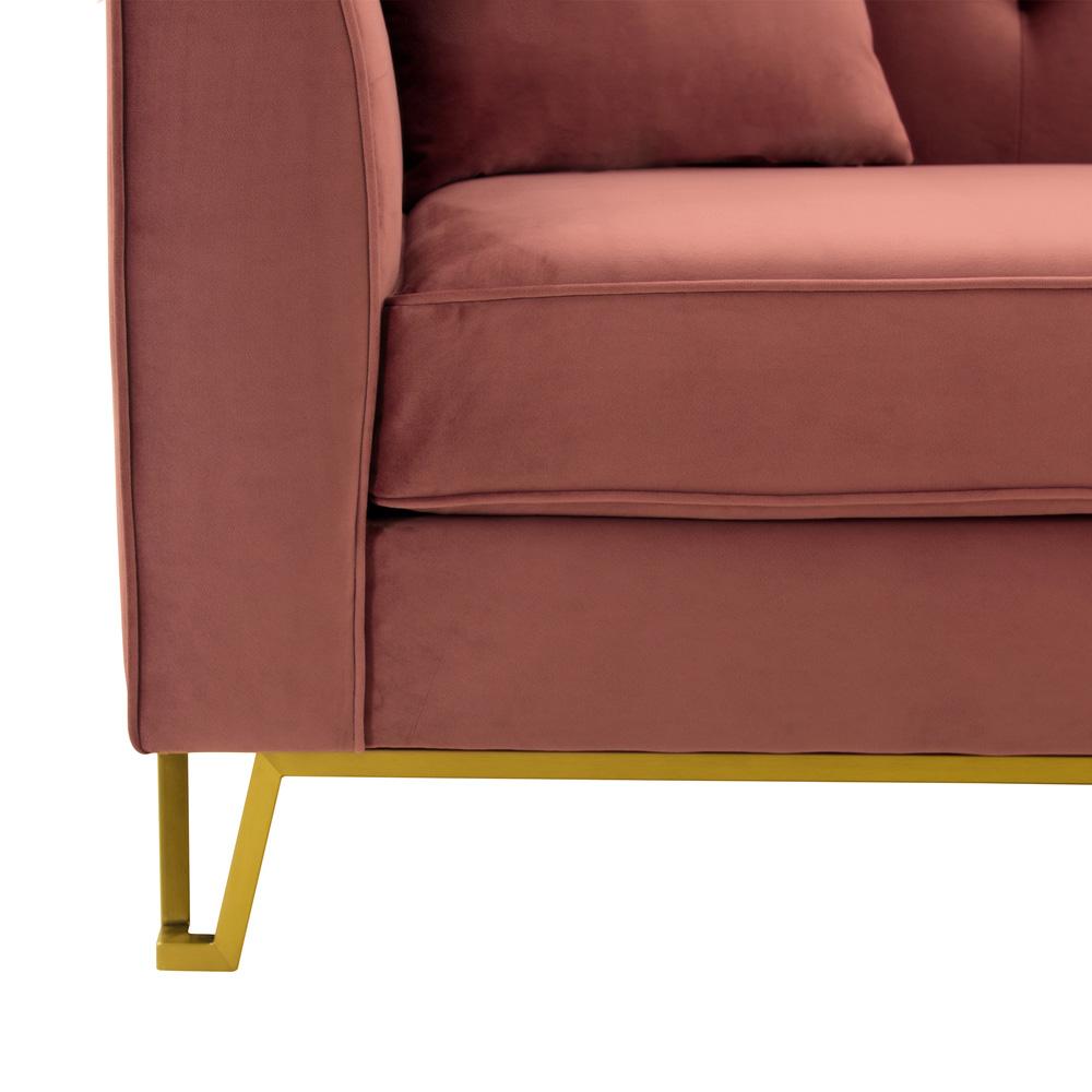 Armen Living - Everest 90in Blush Fabric Upholstered Sofa with Brushed Gold Legs - LCEV3BLUSH veiw 4