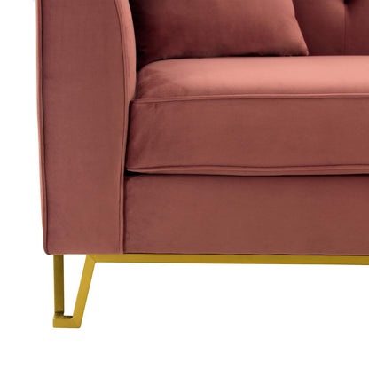 Armen Living - Everest 90in Blush Fabric Upholstered Sofa with Brushed Gold Legs - LCEV3BLUSH veiw 4