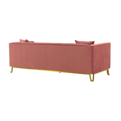 Armen Living - Everest 90in Blush Fabric Upholstered Sofa with Brushed Gold Legs - LCEV3BLUSH veiw 5