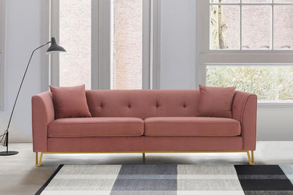 Armen Living - Everest 90in Blush Fabric Upholstered Sofa with Brushed Gold Legs - LCEV3BLUSH veiw 6