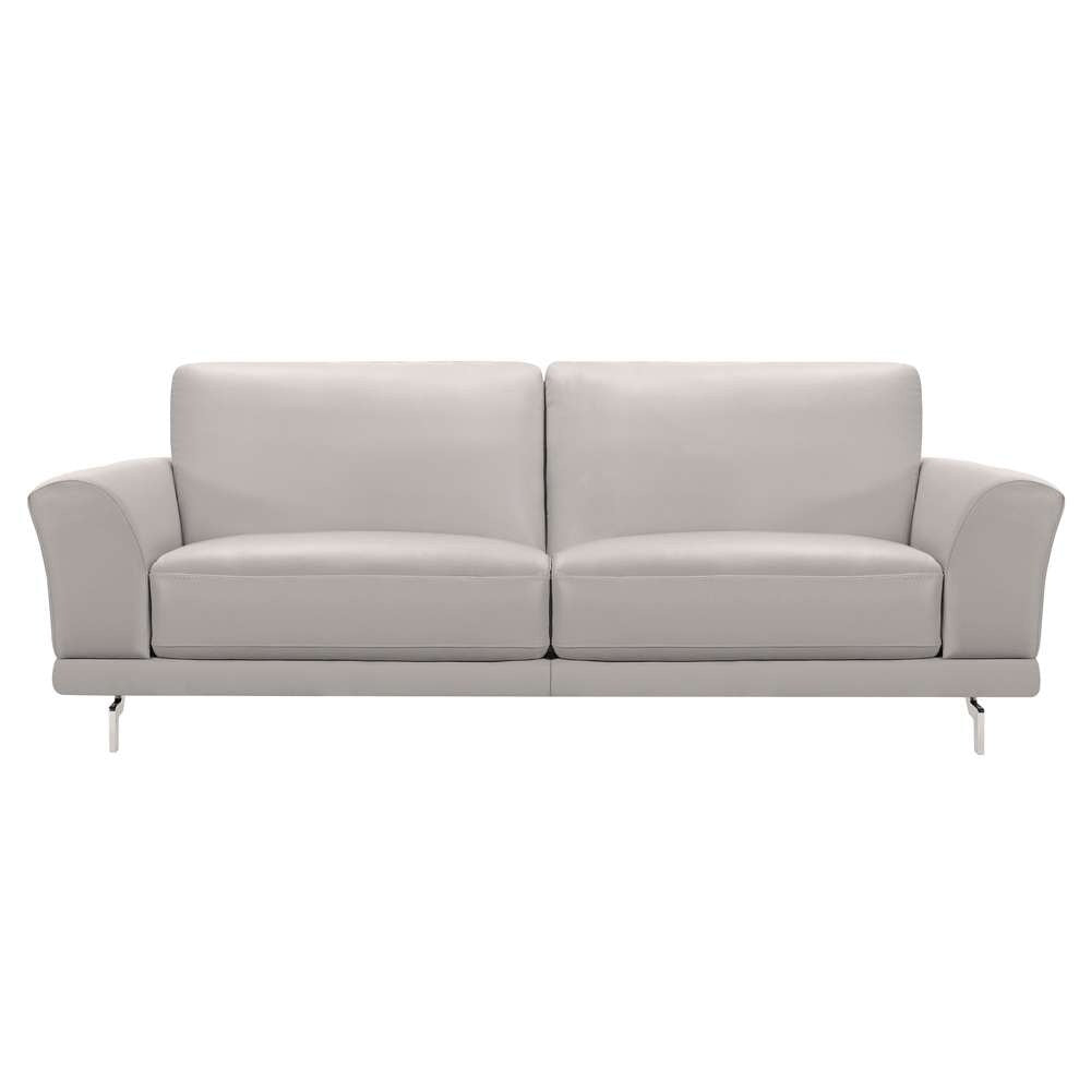 Armen Living - Everly Contemporary Sofa in Genuine Dove Gray Leather with Brushed Stainless Steel Legs - LCEV3GR veiw 1