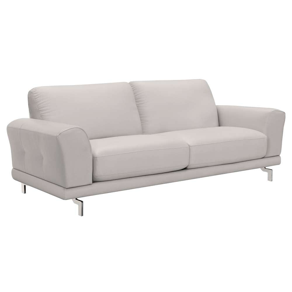 Armen Living - Everly Contemporary Sofa in Genuine Dove Gray Leather with Brushed Stainless Steel Legs - LCEV3GR veiw 2