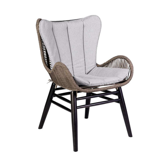 Armen Living - Fanny Outdoor Patio Dining Chair in Dark Eucalyptus Wood and Truffle Rope - 840254335936 veiw 1