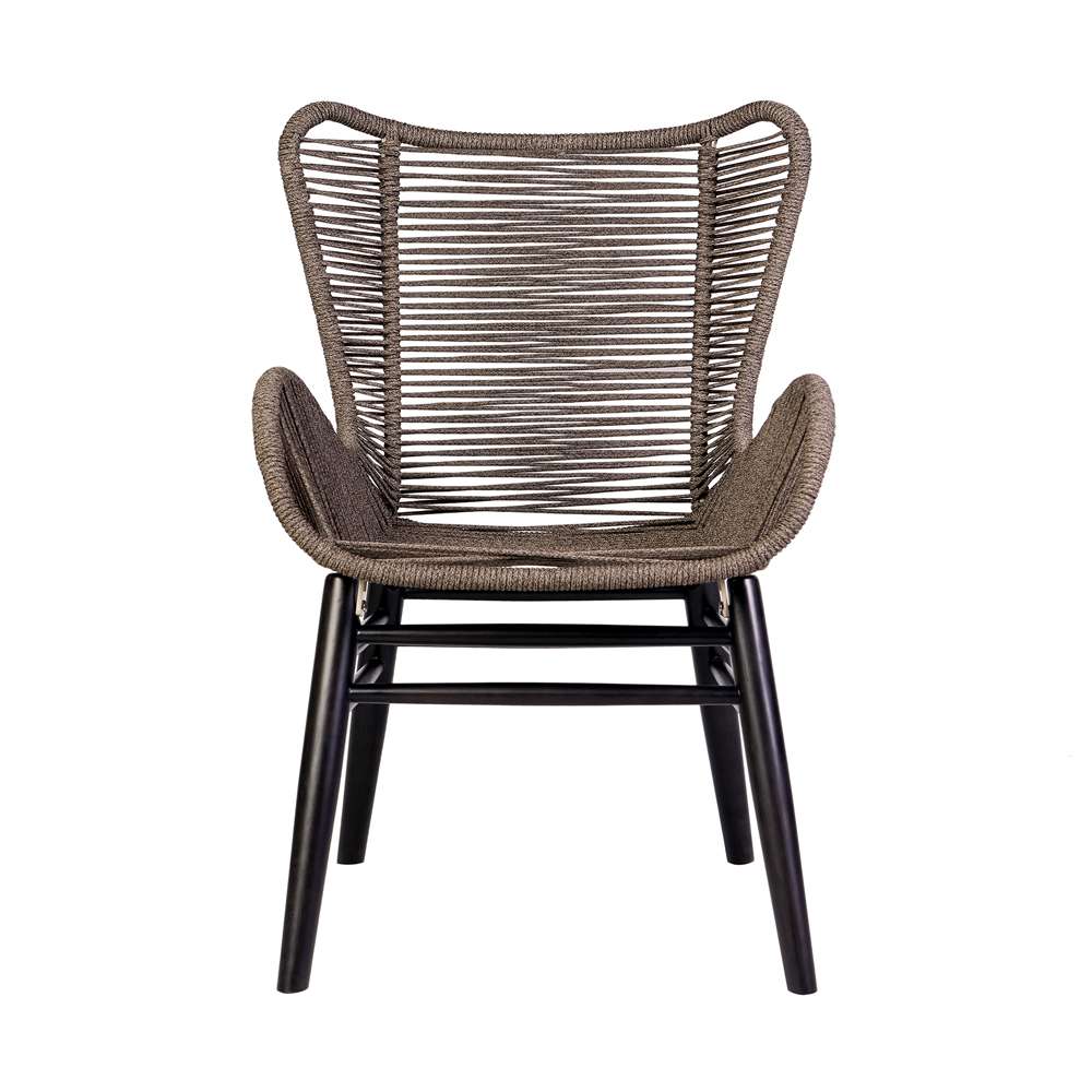 Armen Living - Fanny Outdoor Patio Dining Chair in Dark Eucalyptus Wood and Truffle Rope - 840254335936 veiw 3