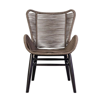 Armen Living - Fanny Outdoor Patio Dining Chair in Dark Eucalyptus Wood and Truffle Rope - 840254335936 veiw 3