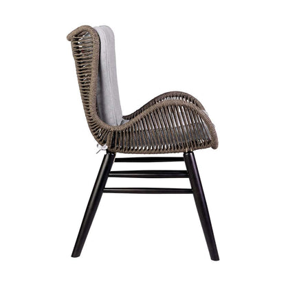 Armen Living - Fanny Outdoor Patio Dining Chair in Dark Eucalyptus Wood and Truffle Rope - 840254335936 veiw 4