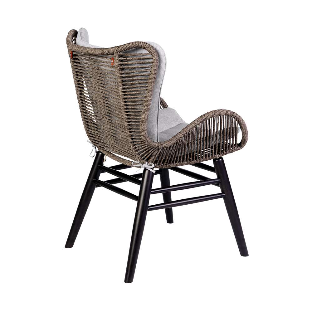 Armen Living - Fanny Outdoor Patio Dining Chair in Dark Eucalyptus Wood and Truffle Rope - 840254335936 veiw 5