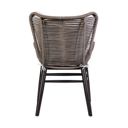 Armen Living - Fanny Outdoor Patio Dining Chair in Dark Eucalyptus Wood and Truffle Rope - 840254335936 veiw 6