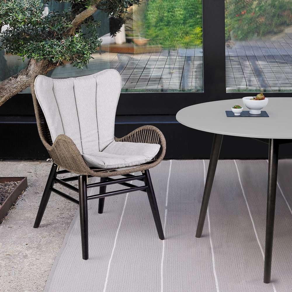 Armen Living - Fanny Outdoor Patio Dining Chair in Dark Eucalyptus Wood and Truffle Rope - 840254335936 veiw 8