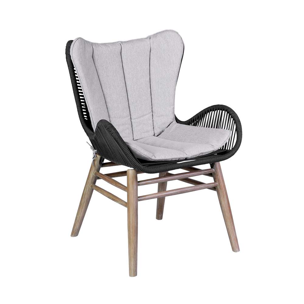 Armen Living - Fanny Outdoor Patio Dining Chair in Light Eucalyptus Wood and Charcoal Rope - 840254335967 veiw 1