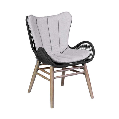 Armen Living - Fanny Outdoor Patio Dining Chair in Light Eucalyptus Wood and Charcoal Rope - 840254335967 veiw 1