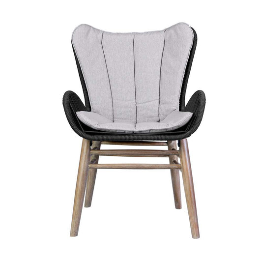 Armen Living - Fanny Outdoor Patio Dining Chair in Light Eucalyptus Wood and Charcoal Rope - 840254335967 veiw 2