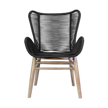 Armen Living - Fanny Outdoor Patio Dining Chair in Light Eucalyptus Wood and Charcoal Rope - 840254335967 veiw 3