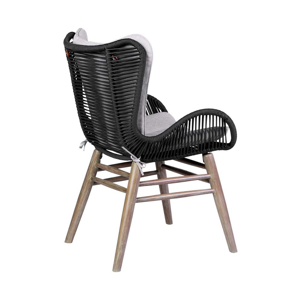 Armen Living - Fanny Outdoor Patio Dining Chair in Light Eucalyptus Wood and Charcoal Rope - 840254335967 veiw 5