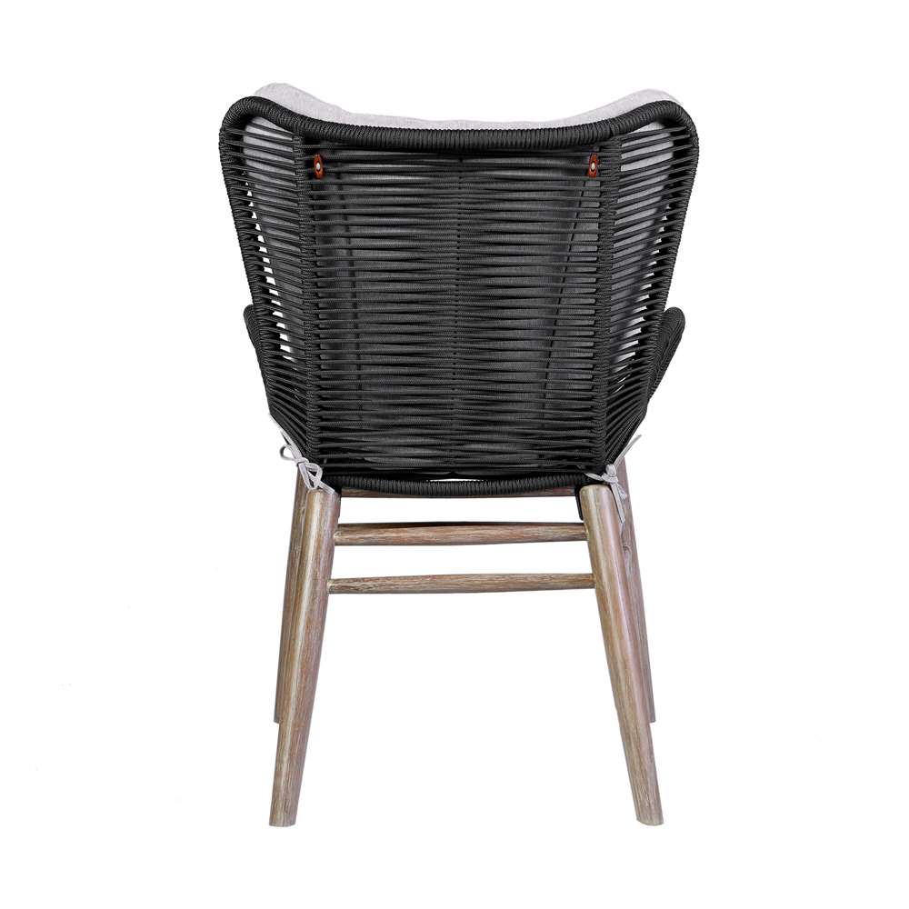 Armen Living - Fanny Outdoor Patio Dining Chair in Light Eucalyptus Wood and Charcoal Rope - 840254335967 veiw 6