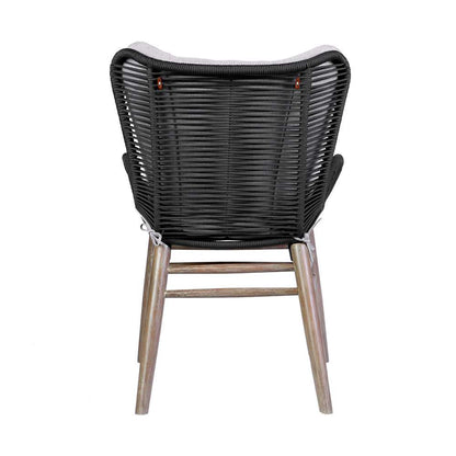Armen Living - Fanny Outdoor Patio Dining Chair in Light Eucalyptus Wood and Charcoal Rope - 840254335967 veiw 6