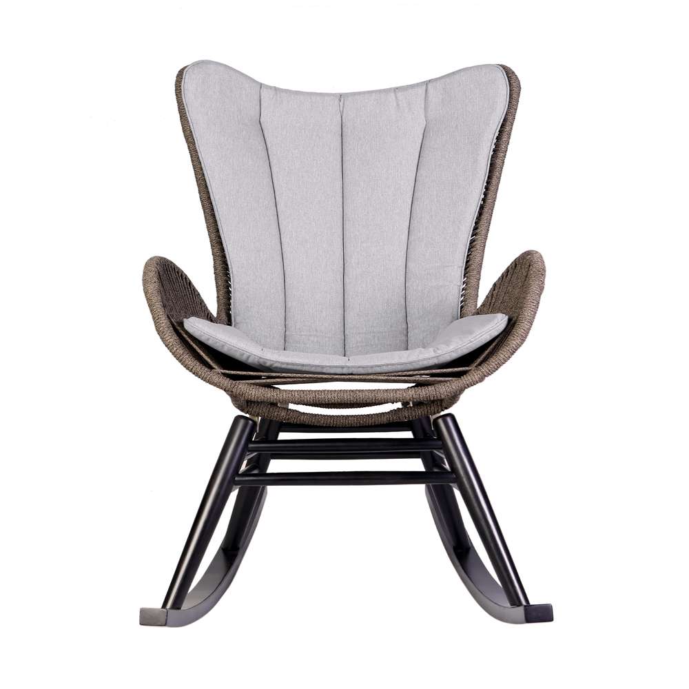 Armen Living - Fanny Outdoor Patio Rocking chair in Dark Eucalyptus Wood and Truffle Rope - 840254332256 veiw 2