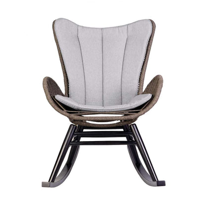 Armen Living - Fanny Outdoor Patio Rocking chair in Dark Eucalyptus Wood and Truffle Rope - 840254332256 veiw 2