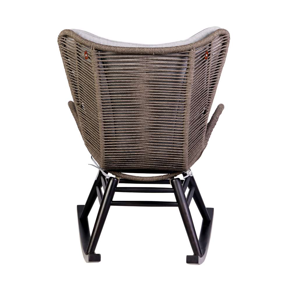 Armen Living - Fanny Outdoor Patio Rocking chair in Dark Eucalyptus Wood and Truffle Rope - 840254332256 veiw 5