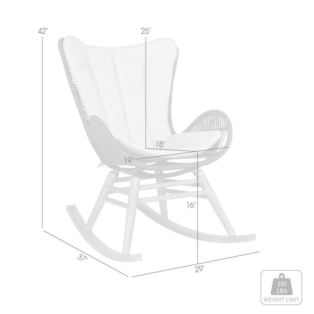 Armen Living - Fanny Outdoor Patio Rocking chair in Dark Eucalyptus Wood and Truffle Rope - 840254332256 veiw 7