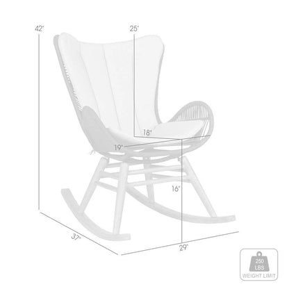 Armen Living - Fanny Outdoor Patio Rocking chair in Dark Eucalyptus Wood and Truffle Rope - 840254332256 veiw 7