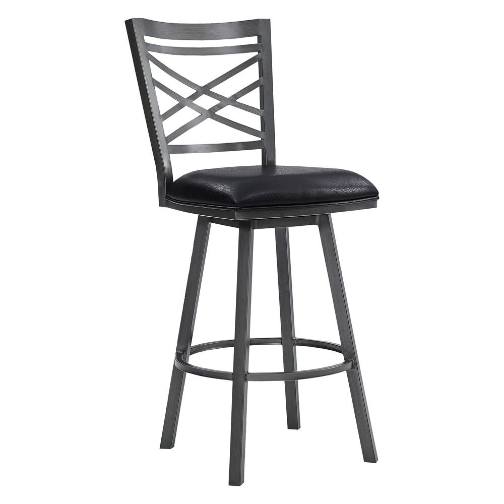 Armen Living - Fargo 26in Counter Height Metal Barstool in Mineral Finish with Black Faux Leather - LCFA26BAMFBL veiw 1