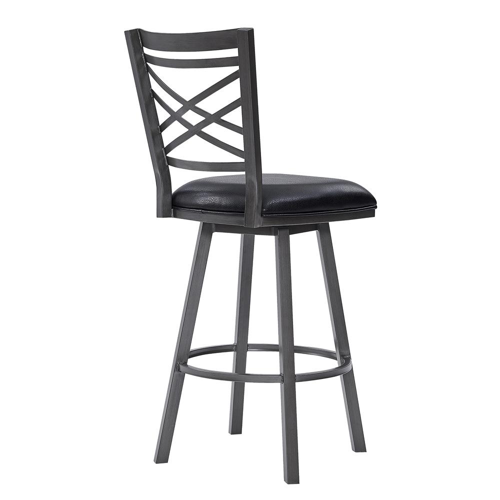 Armen Living - Fargo 26in Counter Height Metal Barstool in Mineral Finish with Black Faux Leather - LCFA26BAMFBL veiw 3