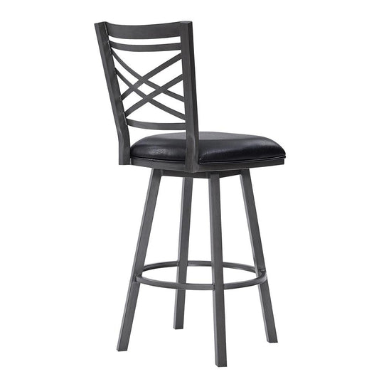 Armen Living - Fargo 26in Counter Height Metal Barstool in Mineral Finish with Black Faux Leather - LCFA26BAMFBL veiw 3
