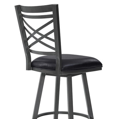 Armen Living - Fargo 26in Counter Height Metal Barstool in Mineral Finish with Black Faux Leather - LCFA26BAMFBL veiw 5