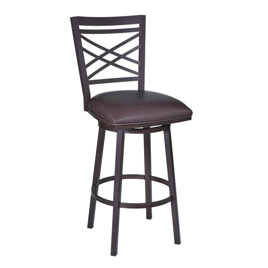 Armen Living - Fargo 30in Barstool in Auburn Bay finish with Brown Pu upholstery - LCFA30BABR veiw 1