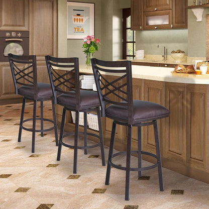 Armen Living - Fargo 30in Barstool in Auburn Bay finish with Brown Pu upholstery - LCFA30BABR veiw 5