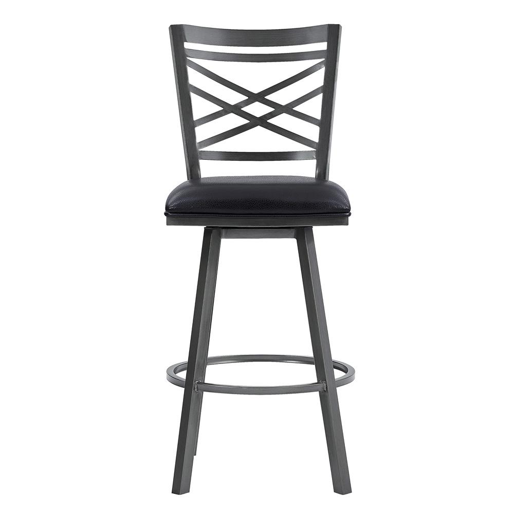 Armen Living - Fargo 30in Counter Height Metal Barstool in Mineral Finish with Black Faux Leather - LCFA30BAMFBL veiw 2