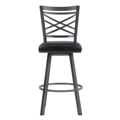 Armen Living - Fargo 30in Counter Height Metal Barstool in Mineral Finish with Black Faux Leather - LCFA30BAMFBL veiw 2