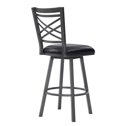 Armen Living - Fargo 30in Counter Height Metal Barstool in Mineral Finish with Black Faux Leather - LCFA30BAMFBL veiw 3