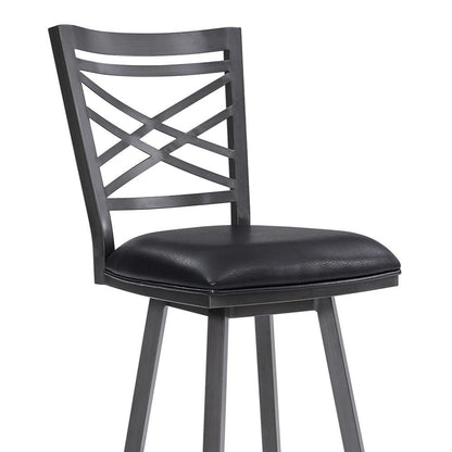 Armen Living - Fargo 30in Counter Height Metal Barstool in Mineral Finish with Black Faux Leather - LCFA30BAMFBL veiw 4