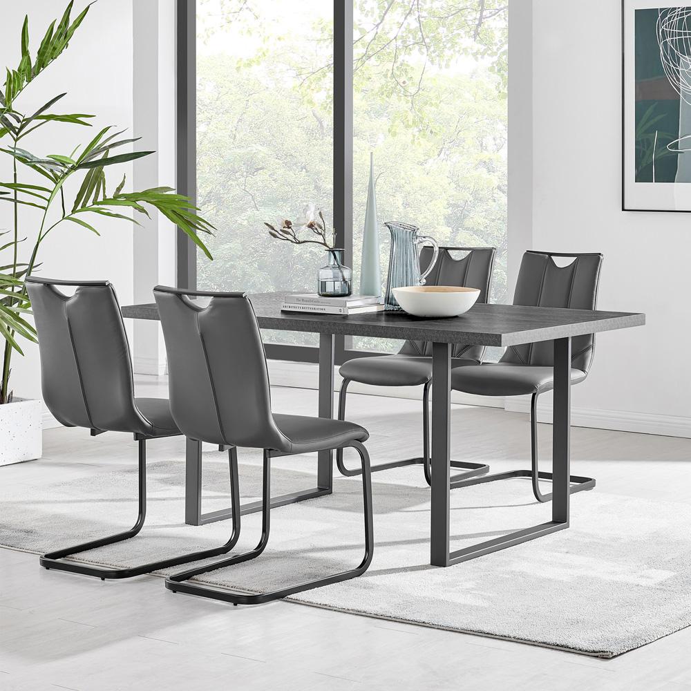 Armen Living - Fenton and Gray Pacific 5 Piece Modern Rectangular Dining Set with Black Base - SETFEDI5PCGR veiw 8