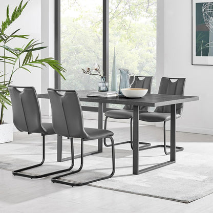 Armen Living - Fenton and Gray Pacific 5 Piece Modern Rectangular Dining Set with Black Base - SETFEDI5PCGR veiw 8