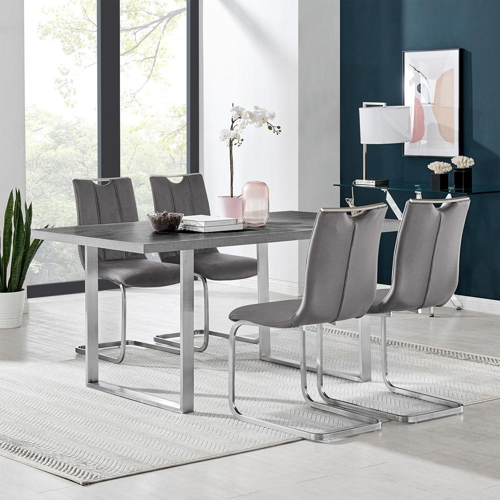 Armen Living - Fenton and Gray Pacific 5 Piece Modern Rectangular Dining Set with Metal Base - SETFEDI5FEGR veiw 8