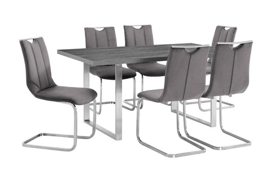 Armen Living - Fenton and Gray Pacific 7 Piece Modern Rectangular Dining Set with Metal Base - SETFEDI7FEGR veiw 1