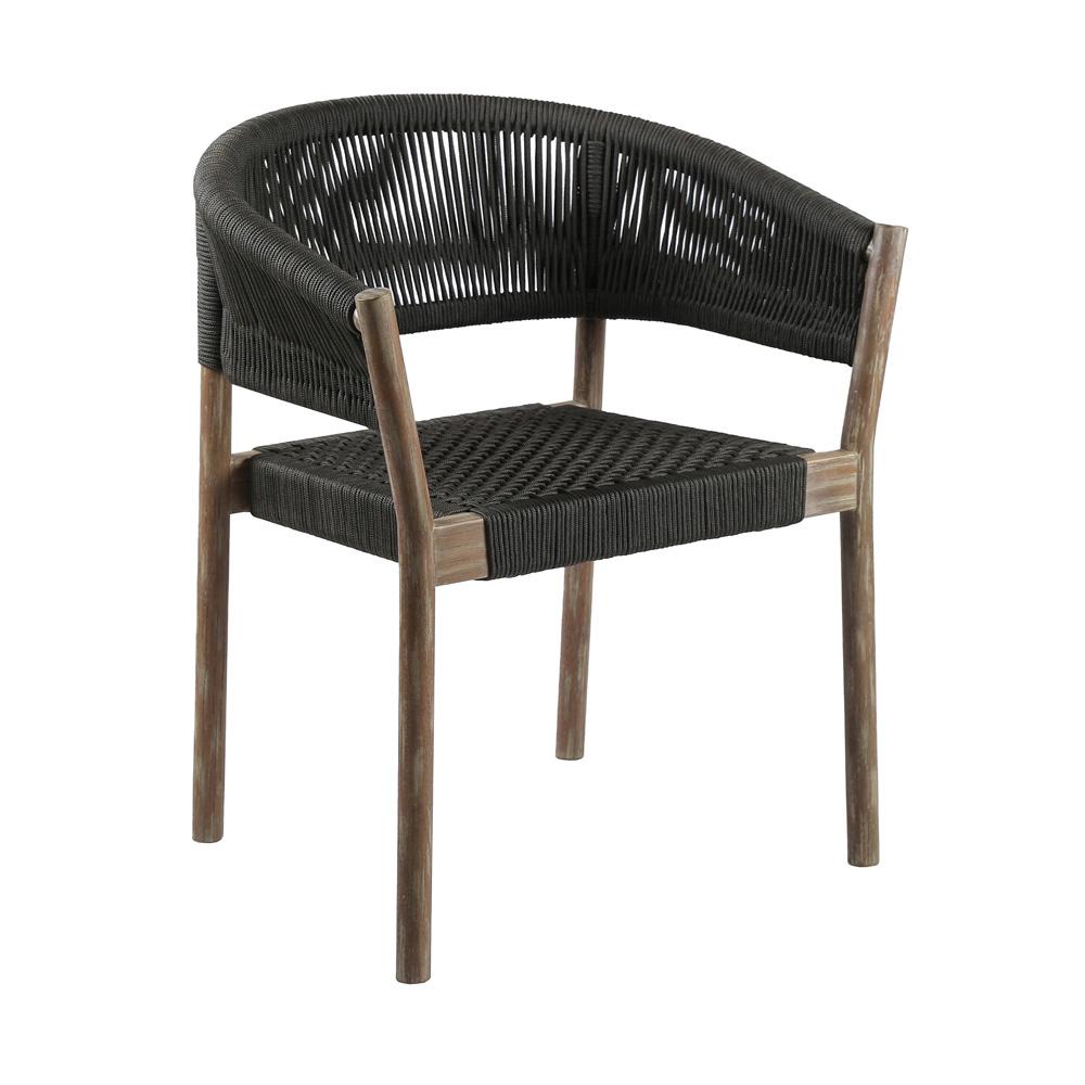 Armen Living - Fineline and Doris Indoor Outdoor 7 Piece Dining Set in Light Eucalyptus Wood with Superstone and Charcoal Rope - SETFLDILT7DOCH veiw 2