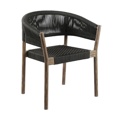 Armen Living - Fineline and Doris Indoor Outdoor 7 Piece Dining Set in Light Eucalyptus Wood with Superstone and Charcoal Rope - SETFLDILT7DOCH veiw 2