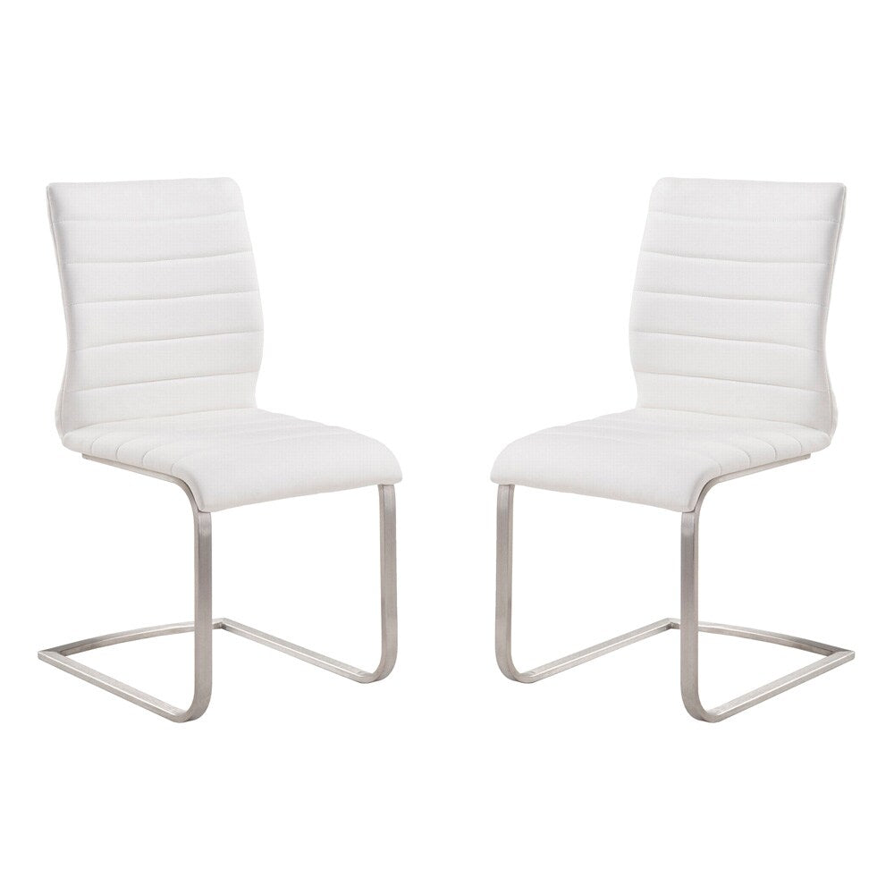 Armen Living - Fusion Contemporary Side Chair In White and Stainless Steel (Set of 2) - LCFUSIWH veiw 1