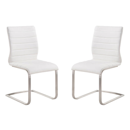 Armen Living - Fusion Contemporary Side Chair In White and Stainless Steel (Set of 2) - LCFUSIWH veiw 1