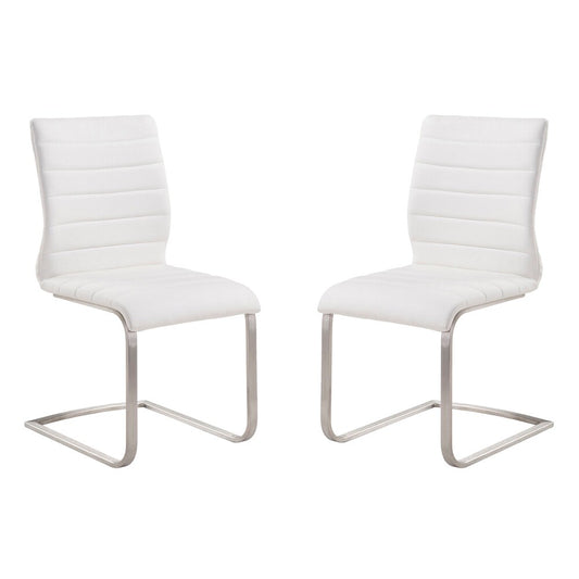 Armen Living - Fusion Contemporary Side Chair In White and Stainless Steel (Set of 2) - LCFUSIWH veiw 1