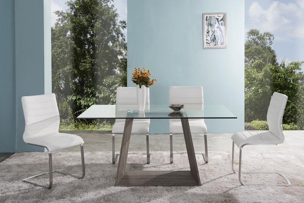 Armen Living - Fusion Contemporary Side Chair In White and Stainless Steel (Set of 2) - LCFUSIWH veiw 3