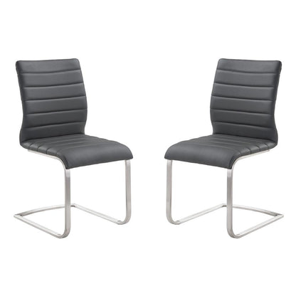 Armen Living - Fusion Contemporary Side Chair In Gray and Stainless Steel (Set of 2) - LCFUSIGR veiw 1